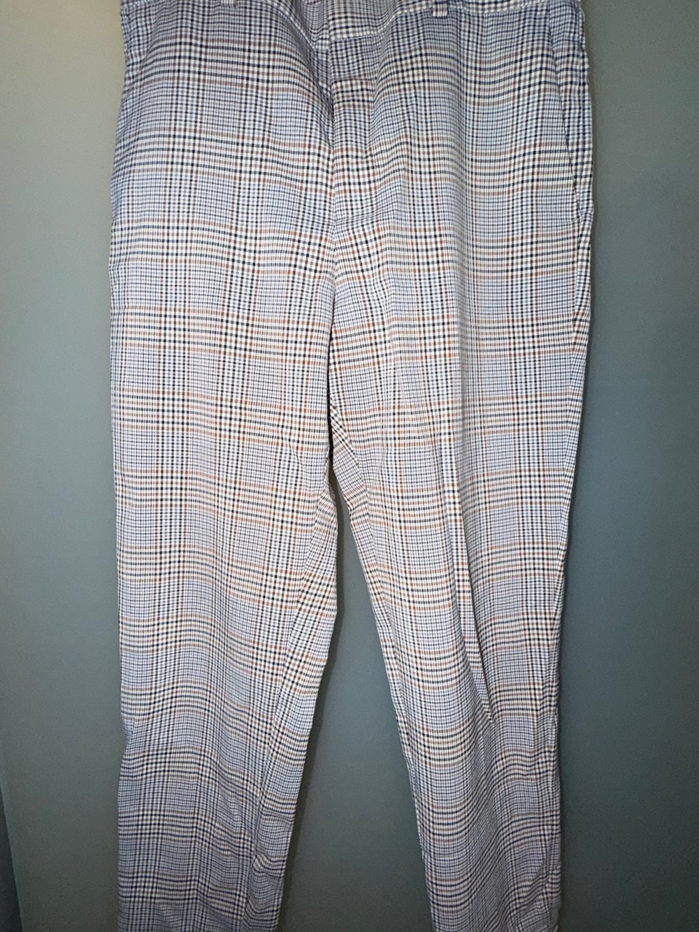 H&M Men's Plaid Dress Pants in White and Tan